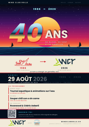 Flyer de la f&ecirc;te des 40 ans du Wind Club Rolle